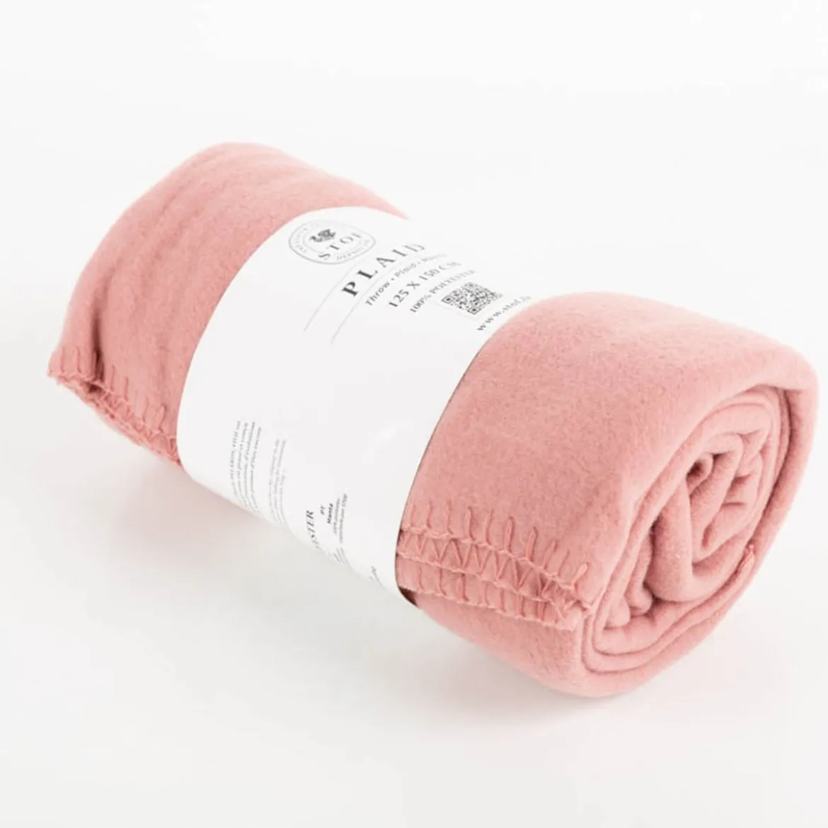 Plaid aus Kuschelfleece mit Kettelrand einfarbig rosa 125x150cm