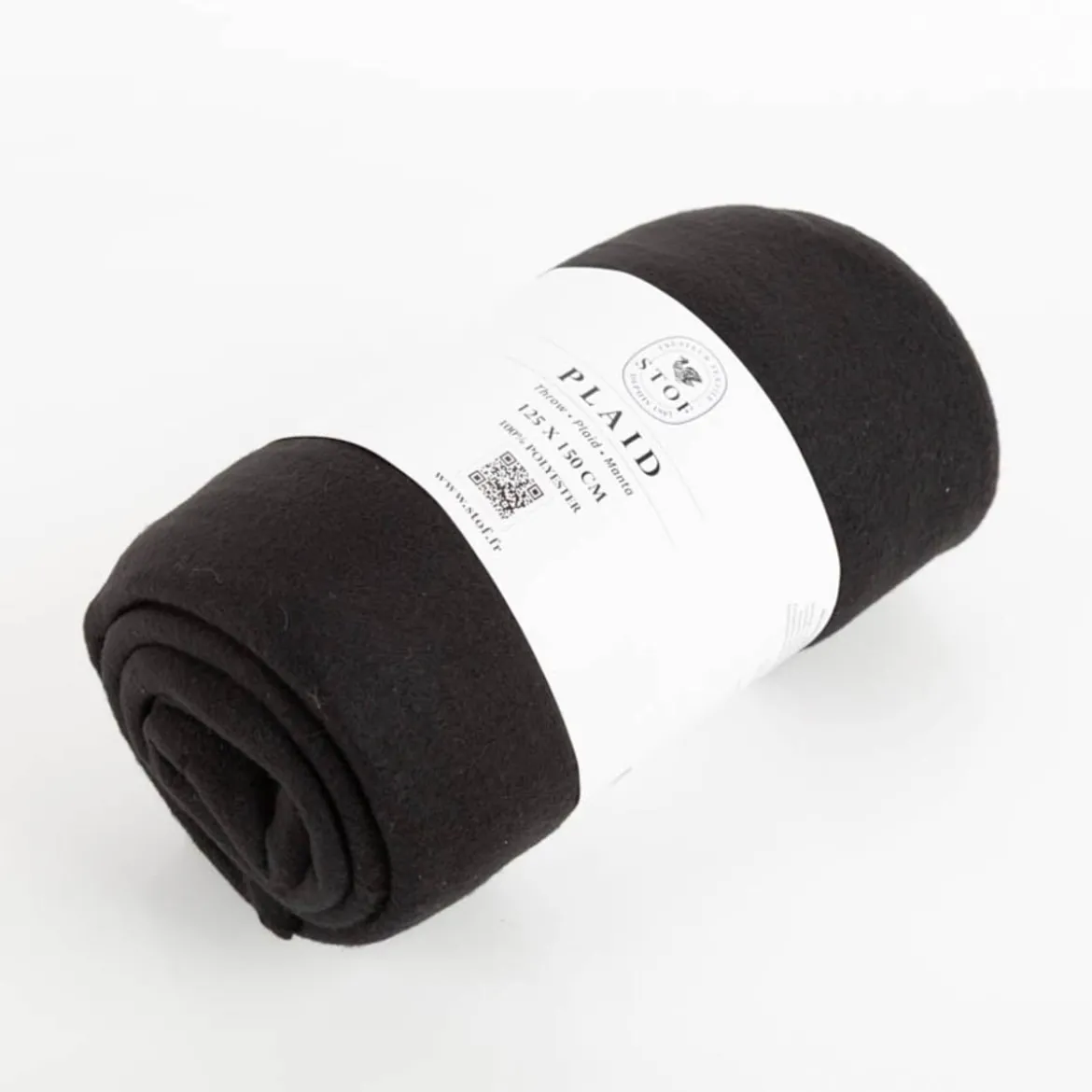 Plaid aus Kuschelfleece mit Kettelrand einfarbig schwarz 125x150cm