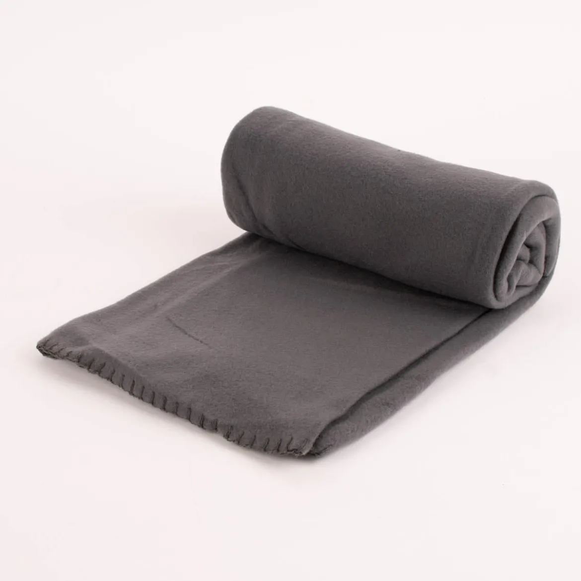 Plaid aus Polyester mit grobem Kettelrand einfarbig anthrazit grau 125x150cm