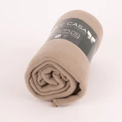 Plaid aus Polyester mit grobem Kettelrand einfarbig taupe 125x150cm
