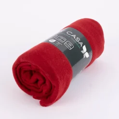 Plaid aus Polyester mit grobem Kettelrand einfarbig rot 125x150cm