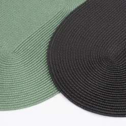 Platzset Kunststoff Flechtoptik oval schwarz 45x30cm