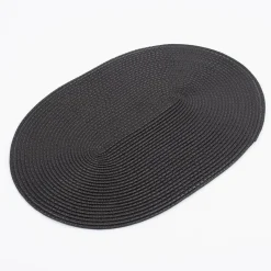 Platzset Kunststoff Flechtoptik oval schwarz 45x30cm