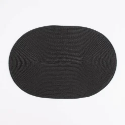 Platzset Kunststoff Flechtoptik oval schwarz 45x30cm