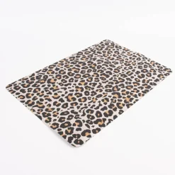 Platzset Leomuster Kunststoff goldfarbig schwarz gelb 45x30cm