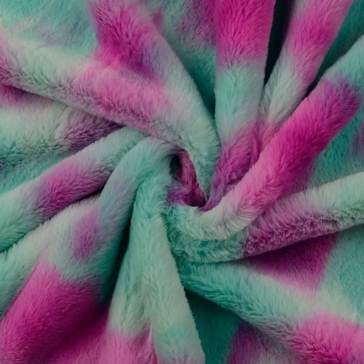 Plüsch Stoff Fellimitat Batik Mint Pink 1,50m Breite