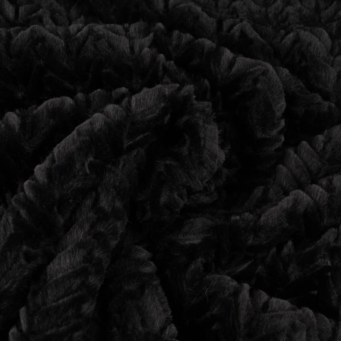 Plüsch Stoff Fellimitat Kunstfell Chevron Relief einfarbig schwarz 1,58m Breite