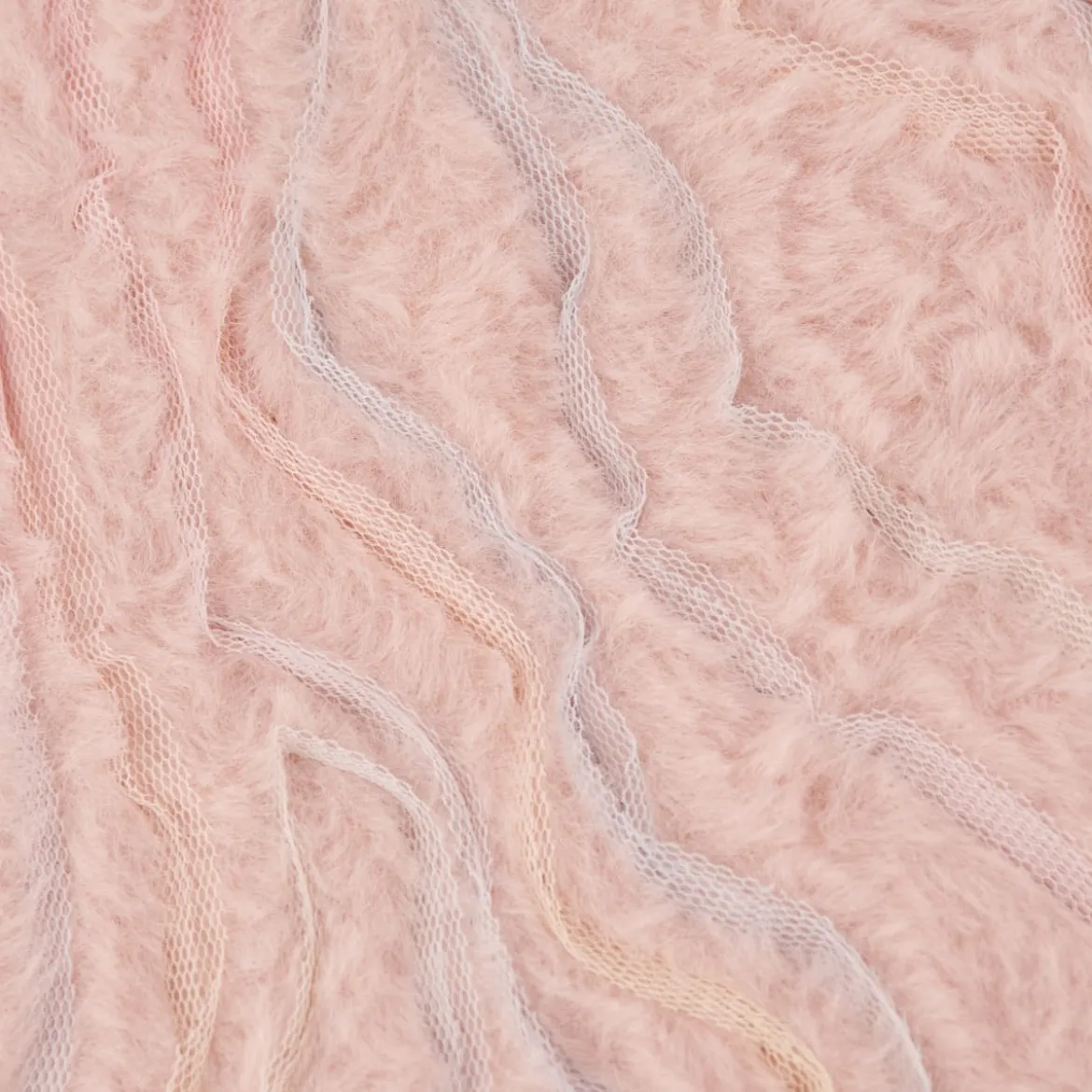 Plüsch Stoff Fellimitat Kunstfell mit Tülleffekten rosa pastell 1,38m Breite