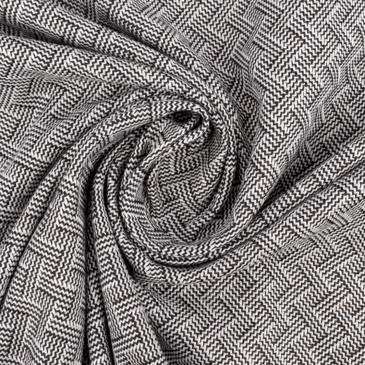 Polsterstoff Dekostoff Jacquard Flachgewebe Alba Chevron schwarz wollweiß 1,40m Breite