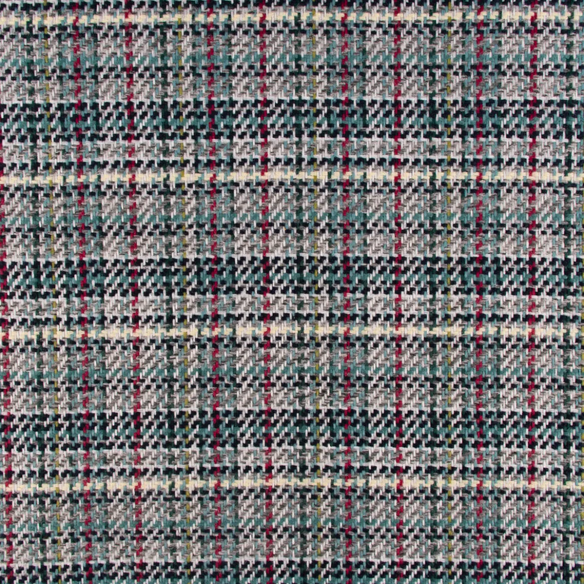 Polsterstoff Dekostoff Jacquard Flachgewebe Victoria Karo grau türkis pink 1,40m Breite