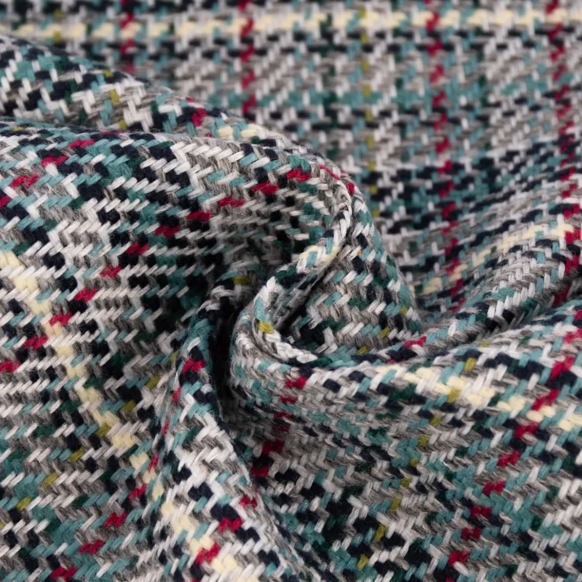 Polsterstoff Dekostoff Jacquard Flachgewebe Victoria Karo grau türkis pink 1,40m Breite