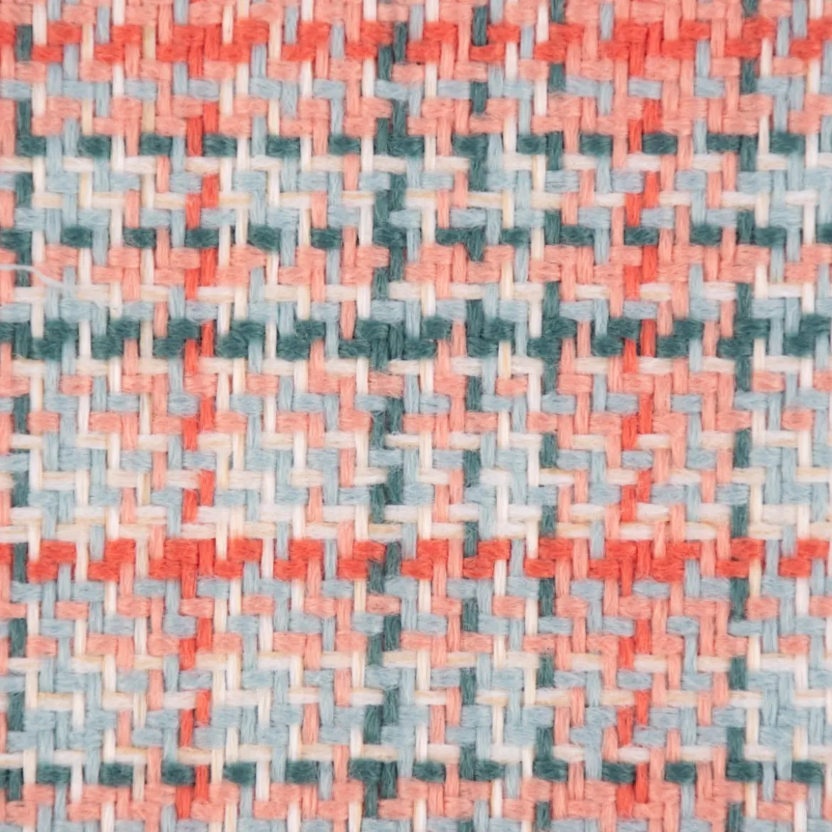 Polsterstoff Dekostoff Jacquard Flachgewebe Victoria Karo rosa türkis 1,40m Breite