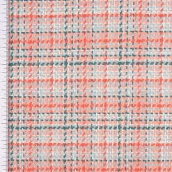 Polsterstoff Dekostoff Jacquard Flachgewebe Victoria Karo rosa türkis 1,40m Breite
