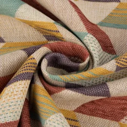 Polsterstoff Dekostoff Jacquard Flachgewebe Mira Rechtecke schräg beige lila mint gelb rot 1,40m Breite