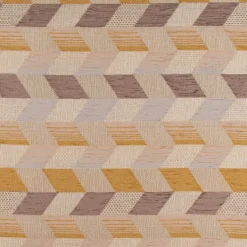 Polsterstoff Dekostoff Jacquard Flachgewebe Mira Rechtecke schräg beige gelb braun 1,40m Breite