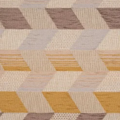Polsterstoff Dekostoff Jacquard Flachgewebe Mira Rechtecke schräg beige gelb braun 1,40m Breite