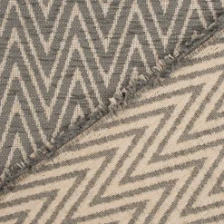 Polsterstoff Dekostoff Jacquard Flachgewebe Mira Chevron hellgrau beige 1,40m Breite