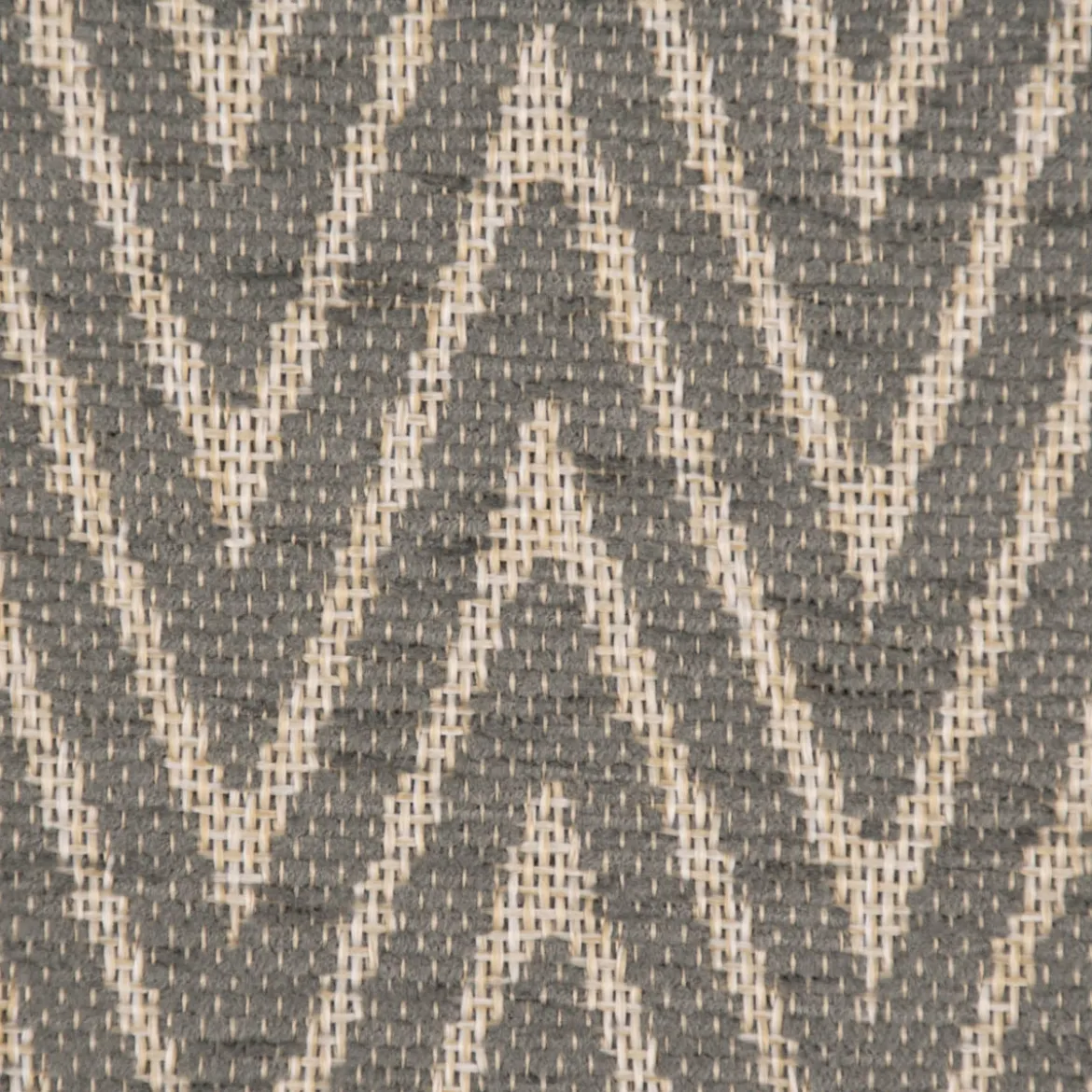Polsterstoff Dekostoff Jacquard Flachgewebe Mira Chevron hellgrau beige 1,40m Breite