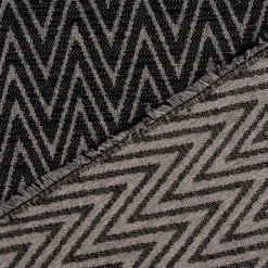 Polsterstoff Dekostoff Jacquard Flachgewebe Mira Chevron schwarz hellgrau 1,40m Breite
