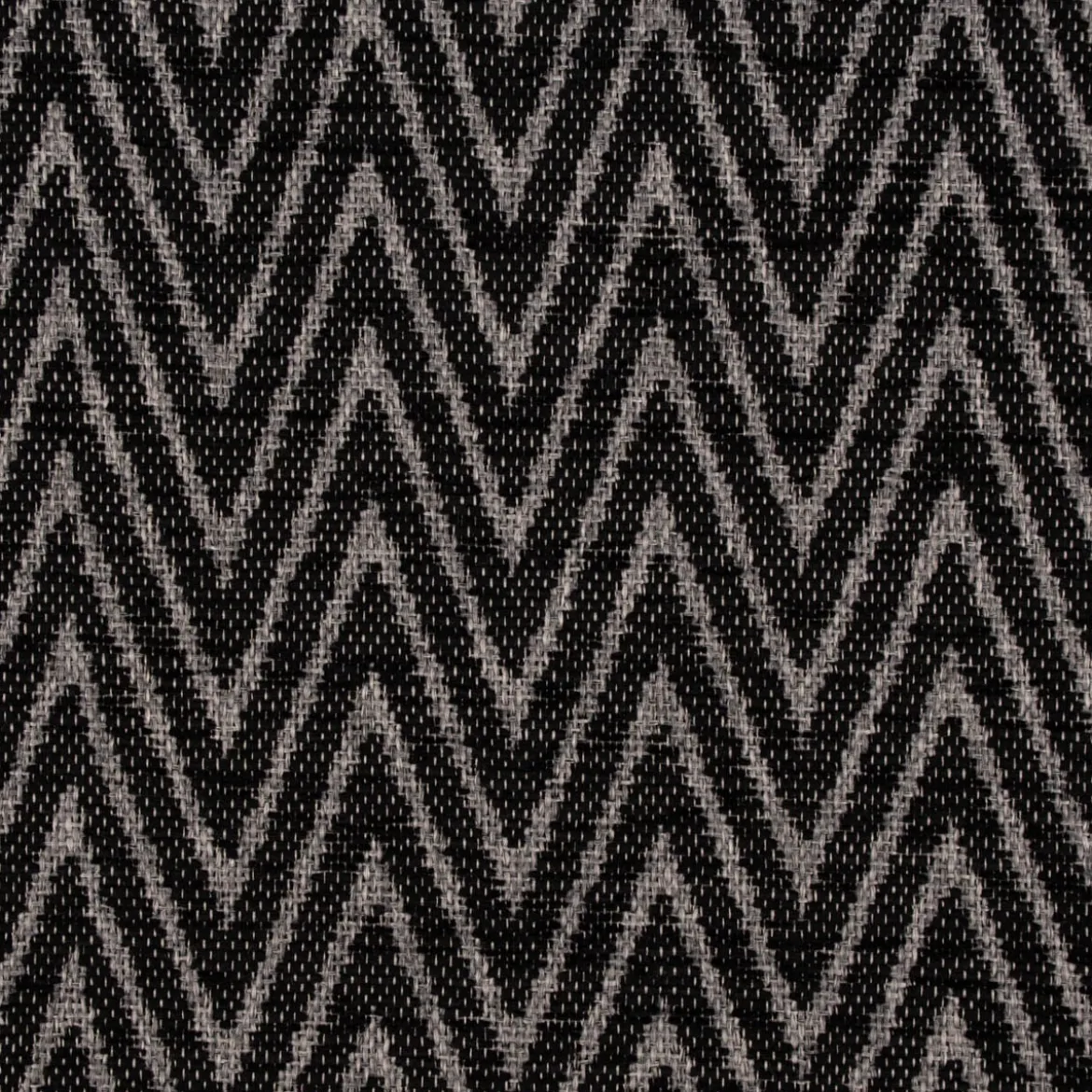 Polsterstoff Dekostoff Jacquard Flachgewebe Mira Chevron schwarz hellgrau 1,40m Breite