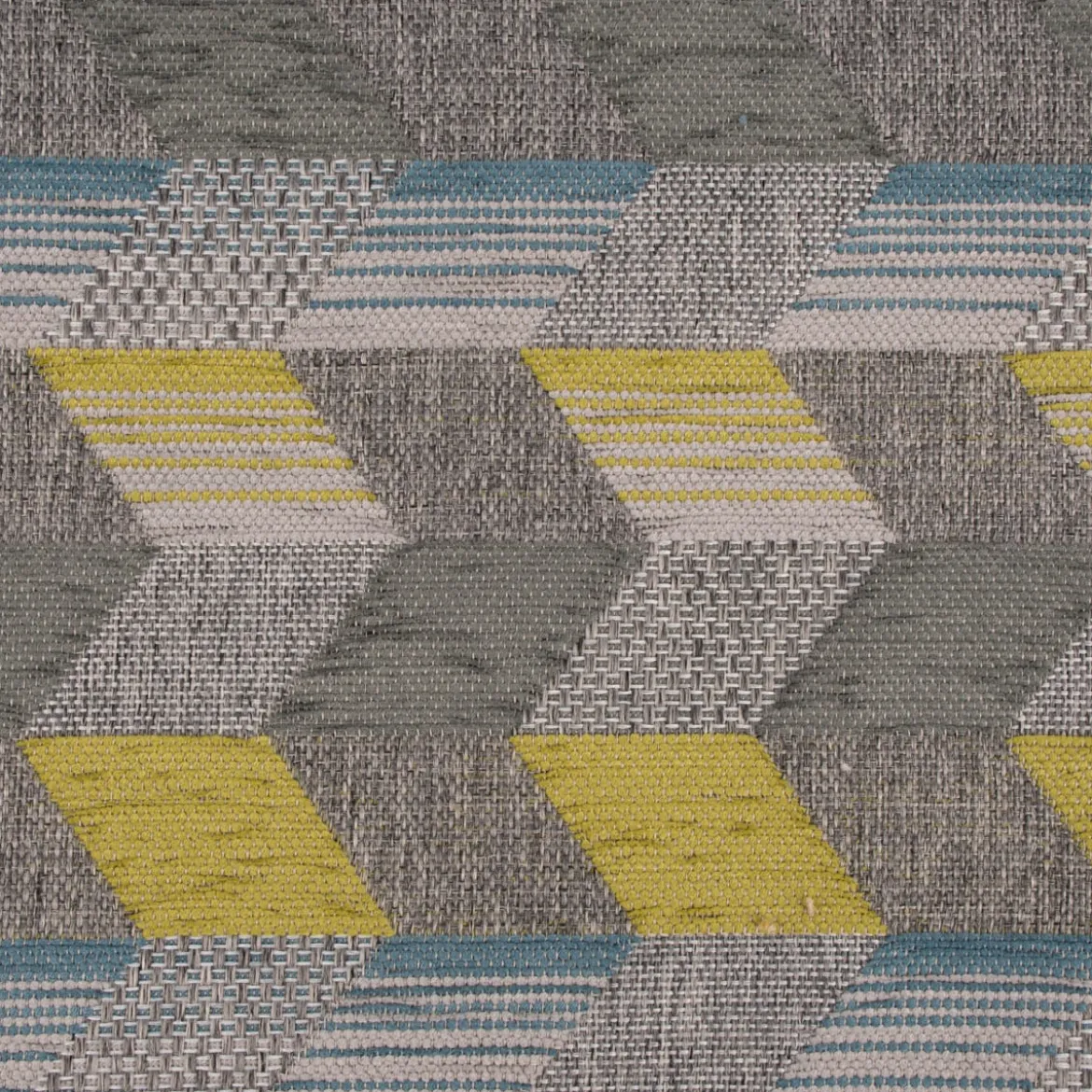 Polsterstoff Dekostoff Jacquard Flachgewebe Mira Rechtecke schräg grau blau grün 1,40m Breite