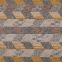 Polsterstoff Dekostoff Jacquard Flachgewebe Mira Rechtecke schräg grau gelb beige 1,40m Breite
