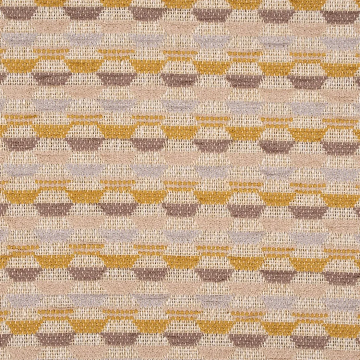 Polsterstoff Dekostoff Jacquard Flachgewebe Mira Hexagon beige gelb 1,40m Breite
