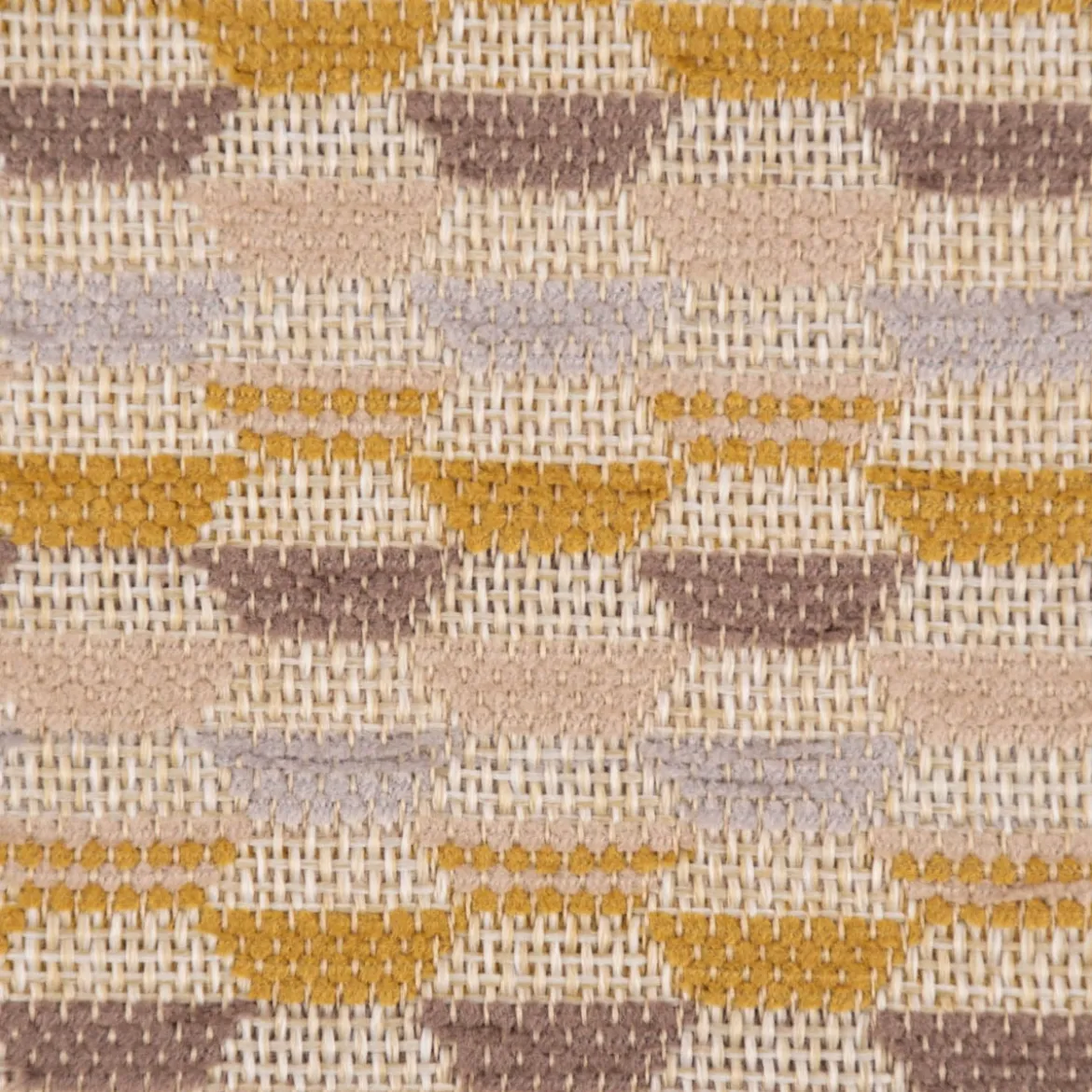 Polsterstoff Dekostoff Jacquard Flachgewebe Mira Hexagon beige gelb 1,40m Breite
