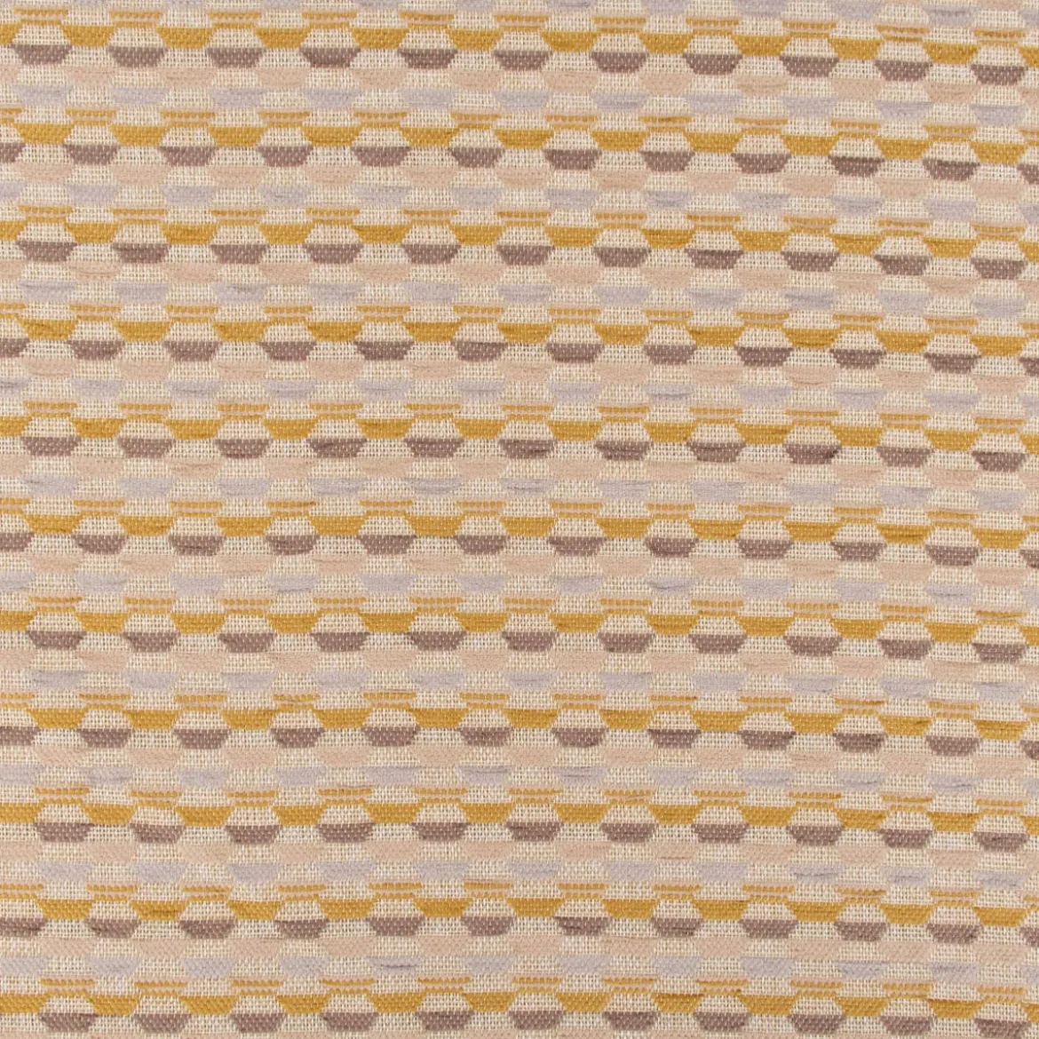 Polsterstoff Dekostoff Jacquard Flachgewebe Mira Hexagon beige gelb 1,40m Breite