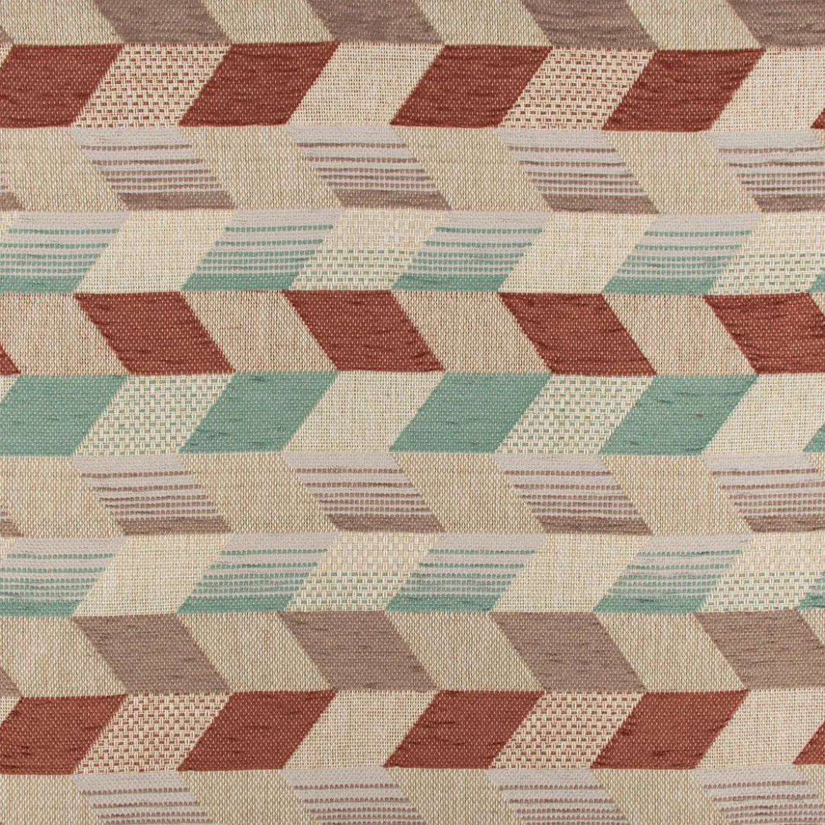 Polsterstoff Dekostoff Jacquard Flachgewebe Mira Rechtecke schräg beige mint terra 1,40m Breite