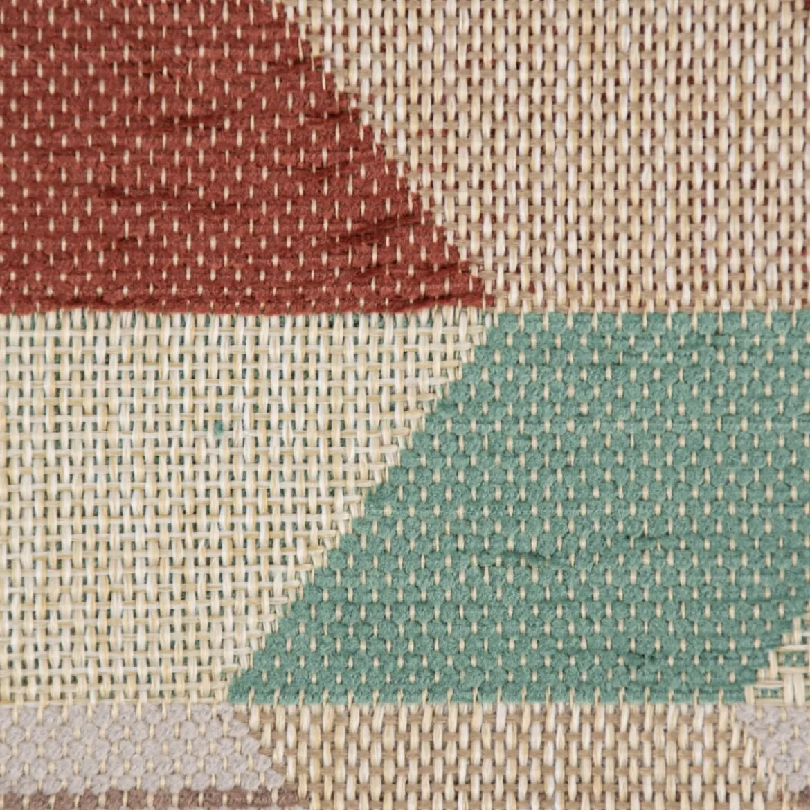 Polsterstoff Dekostoff Jacquard Flachgewebe Mira Rechtecke schräg beige mint terra 1,40m Breite