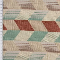 Polsterstoff Dekostoff Jacquard Flachgewebe Mira Rechtecke schräg beige mint terra 1,40m Breite