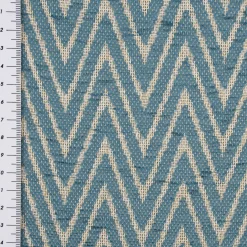 Polsterstoff Dekostoff Jacquard Flachgewebe Mira Chevron blau beige 1,40m Breite