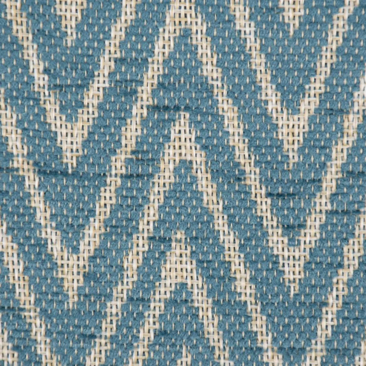 Polsterstoff Dekostoff Jacquard Flachgewebe Mira Chevron blau beige 1,40m Breite