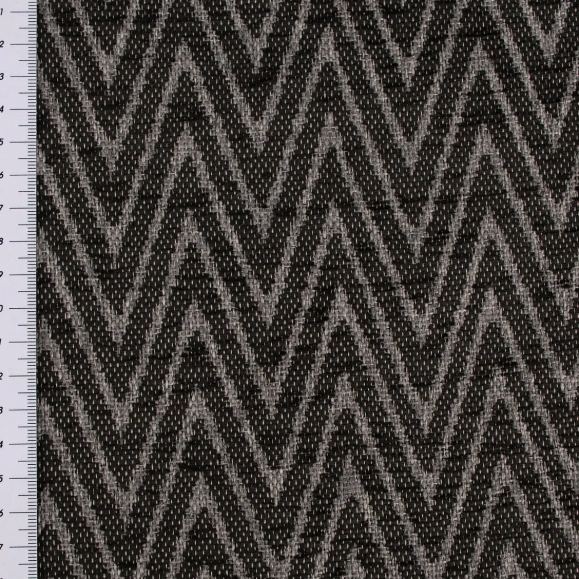 Polsterstoff Dekostoff Jacquard Flachgewebe Mira Chevron anthrazit grau 1,40m Breite