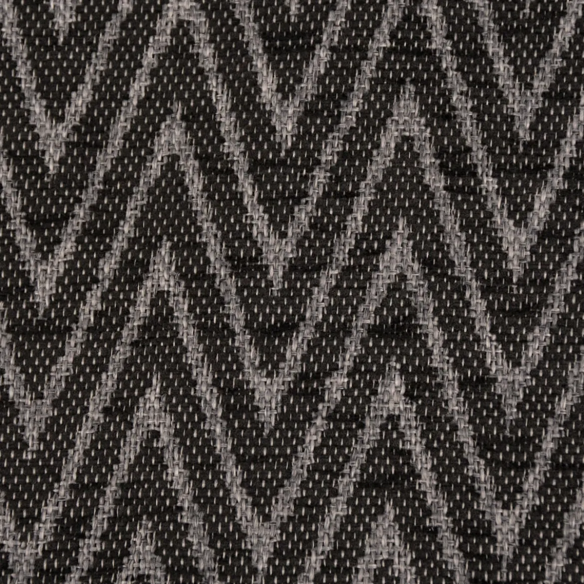 Polsterstoff Dekostoff Jacquard Flachgewebe Mira Chevron anthrazit grau 1,40m Breite