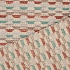 Polsterstoff Dekostoff Jacquard Flachgewebe Mira Hexagon beige rot türkis 1,40m Breite