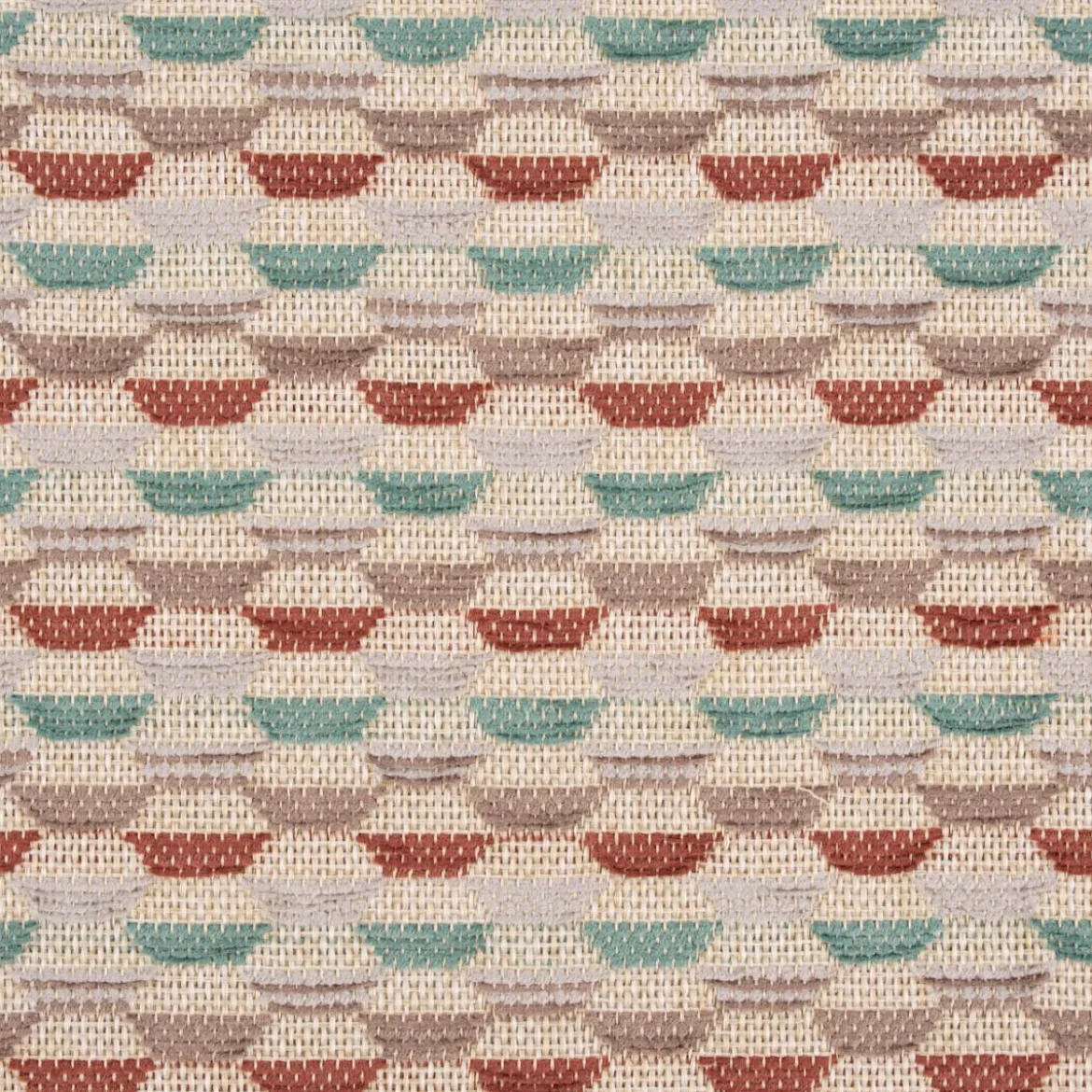 Polsterstoff Dekostoff Jacquard Flachgewebe Mira Hexagon beige rot türkis 1,40m Breite