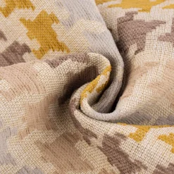 Polsterstoff Dekostoff Jacquard Flachgewebe Mira Hahnentritt beige gelb 1,40m Breite
