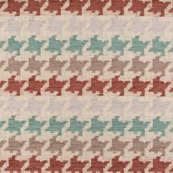 Polsterstoff Dekostoff Jacquard Flachgewebe Mira Hahnentritt beige rot türkis 1,40m Breite