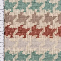 Polsterstoff Dekostoff Jacquard Flachgewebe Mira Hahnentritt beige rot türkis 1,40m Breite