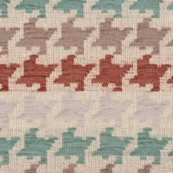 Polsterstoff Dekostoff Jacquard Flachgewebe Mira Hahnentritt beige rot türkis 1,40m Breite