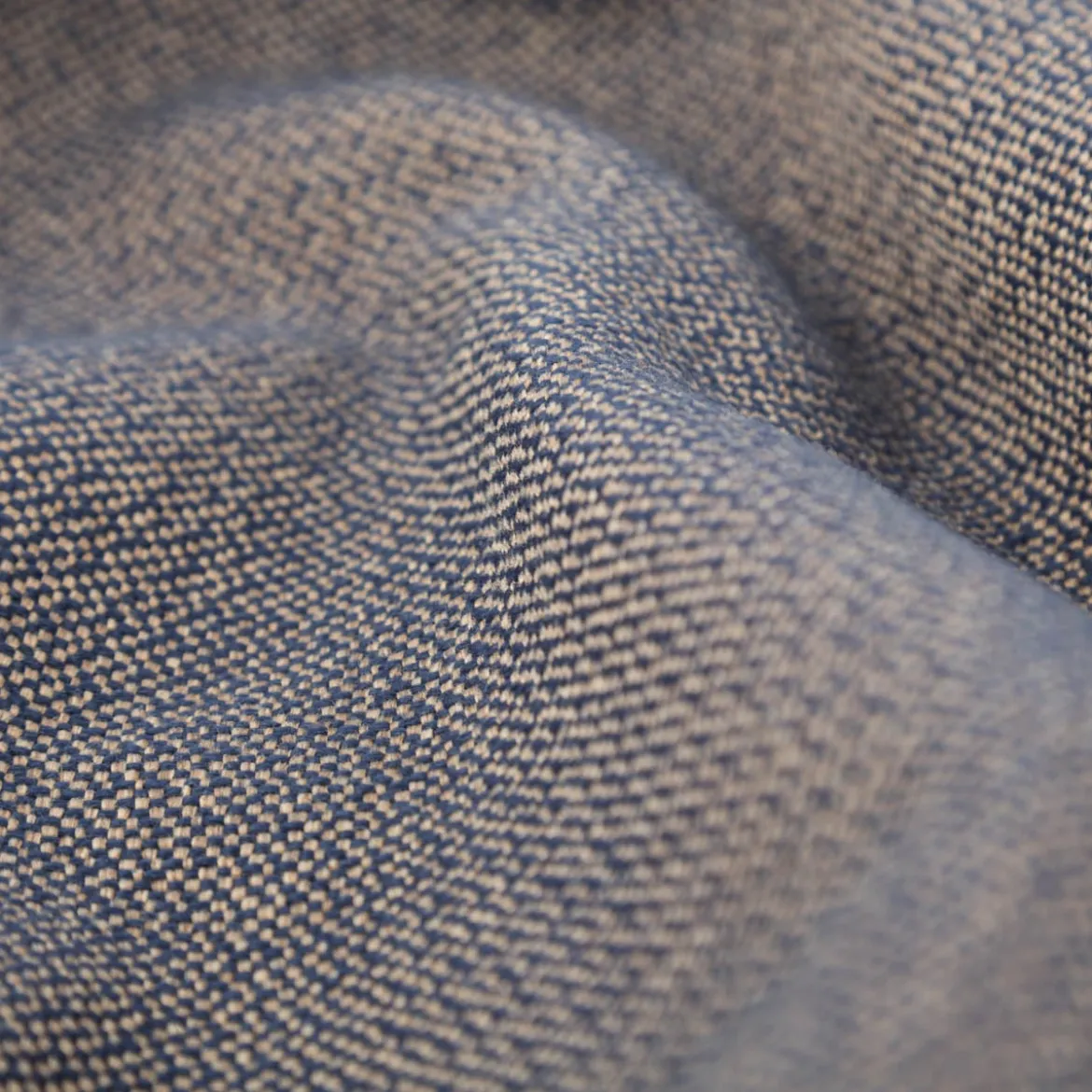 Polsterstoff Flachgewebe Dobby Trento uni meliert blau sand 1,40m Breite