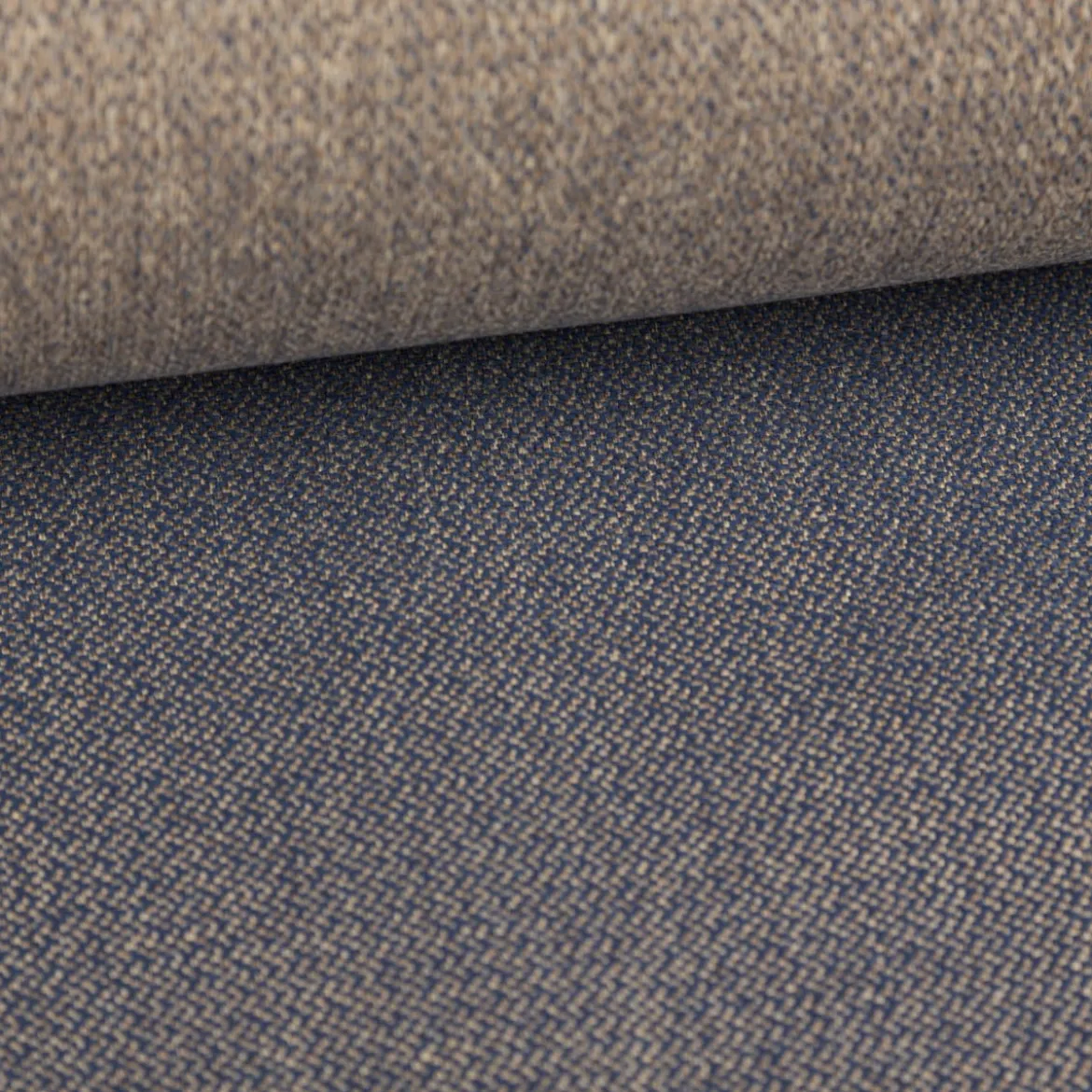 Polsterstoff Flachgewebe Dobby Trento uni meliert blau sand 1,40m Breite