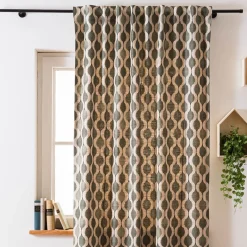 Polsterstoff Viskose Stoff Leinenstoff Dekostoff Premium Digitaldruck Nisha Retro natur grün 2,80m Breite