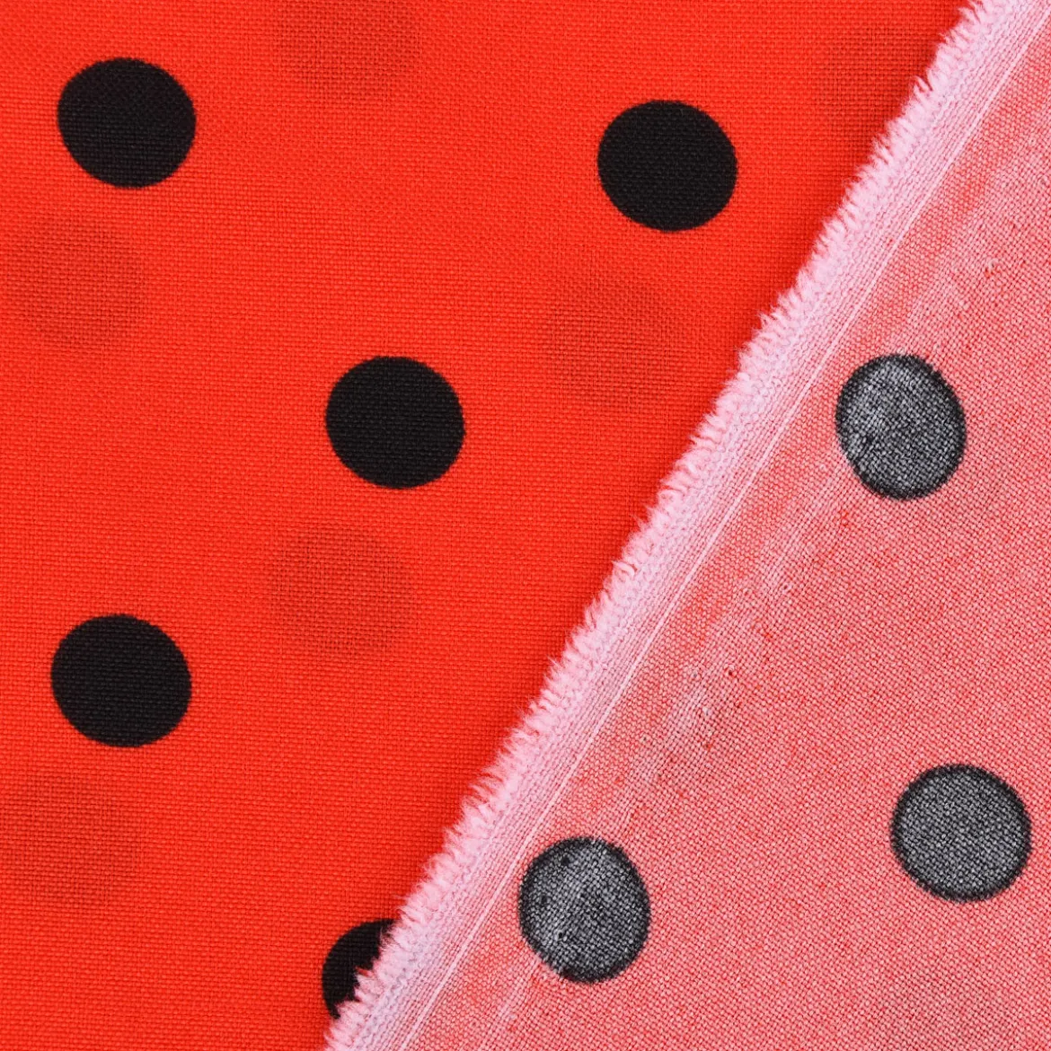 Polyester Punkte rot schwarz 1,5m Breite