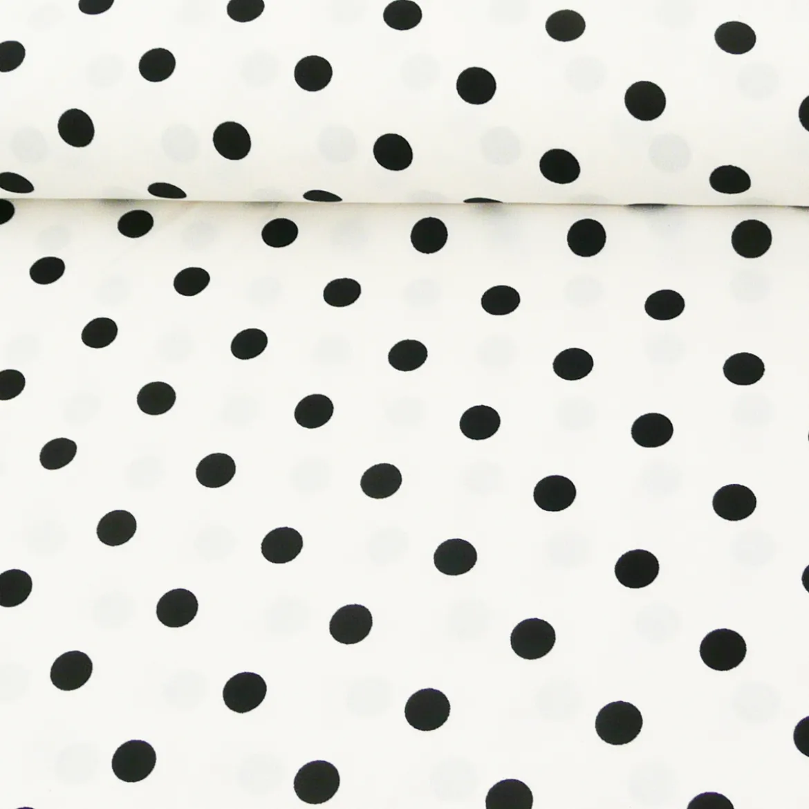 Polyester Punkte weiß schwarz 1,5m Breite