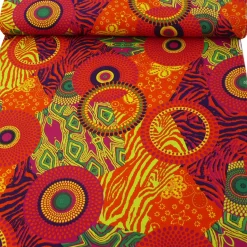 Polyester Retro 60er Jahre orange pink bunt 1,5m Breite