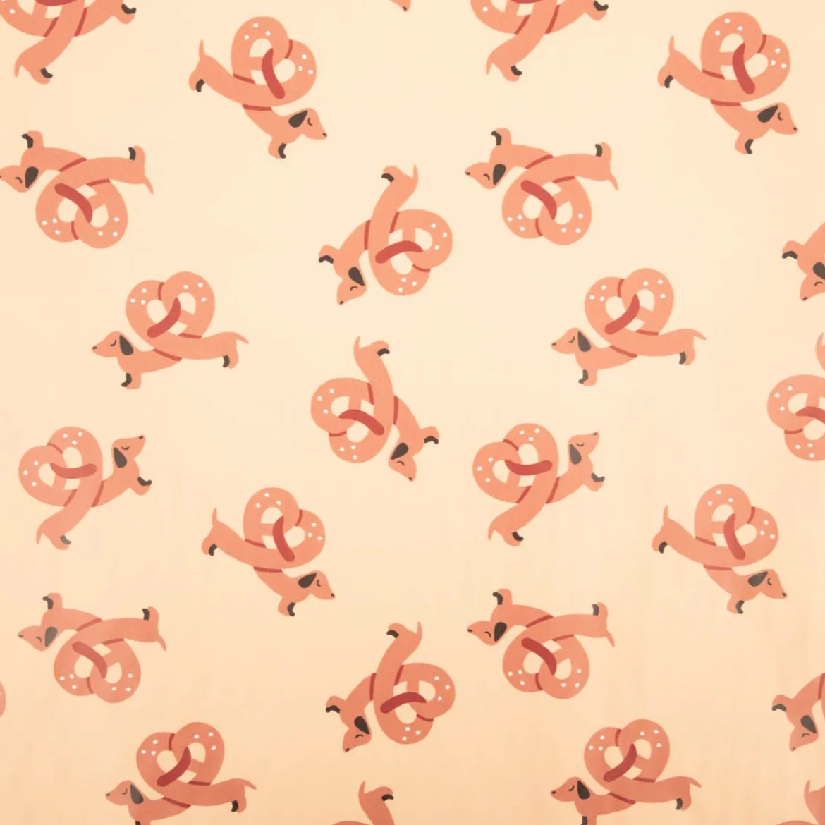 Polyester Stoff beschichtet wasserabweisend Alsachien Dackel Brezel beige karamell 1,40m Breite