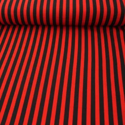 Polyester Streifen schmal rot schwarz 1,5m Breite